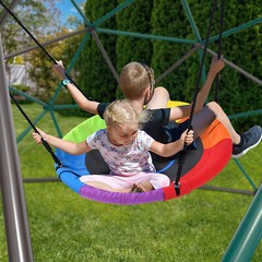 10ft Climbing Dome Swing Set with Saucer Swing Jungle Gym Outdoor Playset 800lbs
