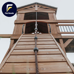 Backyard Discovery Sterling Point Cedar Wood Swing Set with Wave Slide Raised