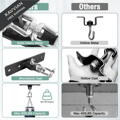 TNCZHYLX Heavy Bag Hangers 4 Holes Ceiling Anchor with Swivel, Black
