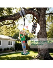 Tree Swing for Kids – Single Disc Seat and Climbing Rope Set w/Carabiner