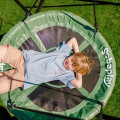 gobaplay Single Swing Set with 8′ Frame Extension, Swings, and 40″ Round Saucer