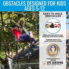 Hyponix Ninja Warrior Obstacle Course for Kids – 2 x 60 ft Slackline with 13 …