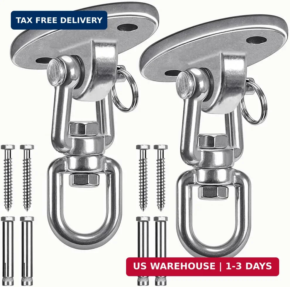 SELEWARE Ceiling Swing Mount Stainless Steel Swing Hangers Free Swivel Swing Hoo
