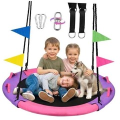 43 Inch Tree Swing, 900lbs Weight Capacity Saucer Swing Sets Pink and Purple
