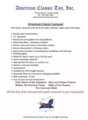 American Classic Carousel – Indoor Outdoor ride on for kids of all ages.