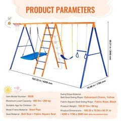 Uimoso Swing Sets for Backyard 6 in 1 Swing Set 440lbs Capacity Metal Swingset