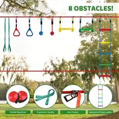 Ninja Warrior Obstacle Course for Kids, 2×50ft Slack Lines for Backyard with …