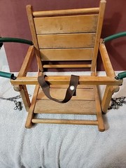 VTG Baby Toddler Child Wooden Wood Porch Tree Swing Set w Chains Free Ship