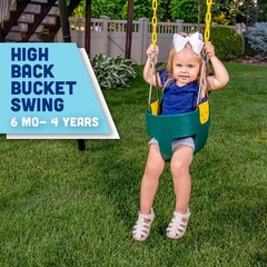 High Back Full Bucket Toddler Swing Seat with Plastic Coated Chains – Swing S…