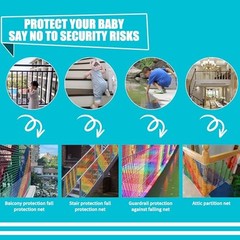 Climbing Cargo Net for Kids Outdoor Balcony Safety 3.3×19.7ft(1x6m) Multicolor