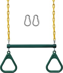 Backyard Swing Set Trapeze Bar – 18in Green Steel Chain & Carabiner Outdoor Play