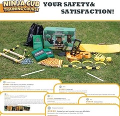 50FT Ninja Warrior Obstacle Course Monkey Bar Kit Kids Slackline w/ Tree Swing