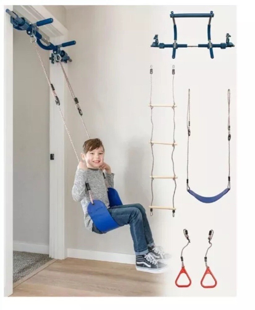 Indoor Swing- 6-Piece Indoor Doorway Gym Set for Kids | Professional Grade Steel