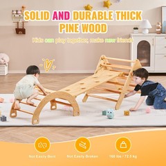 Uimoso 5-in-1 Wooden Montessori Climbing Set for Toddlers with Triangle Design