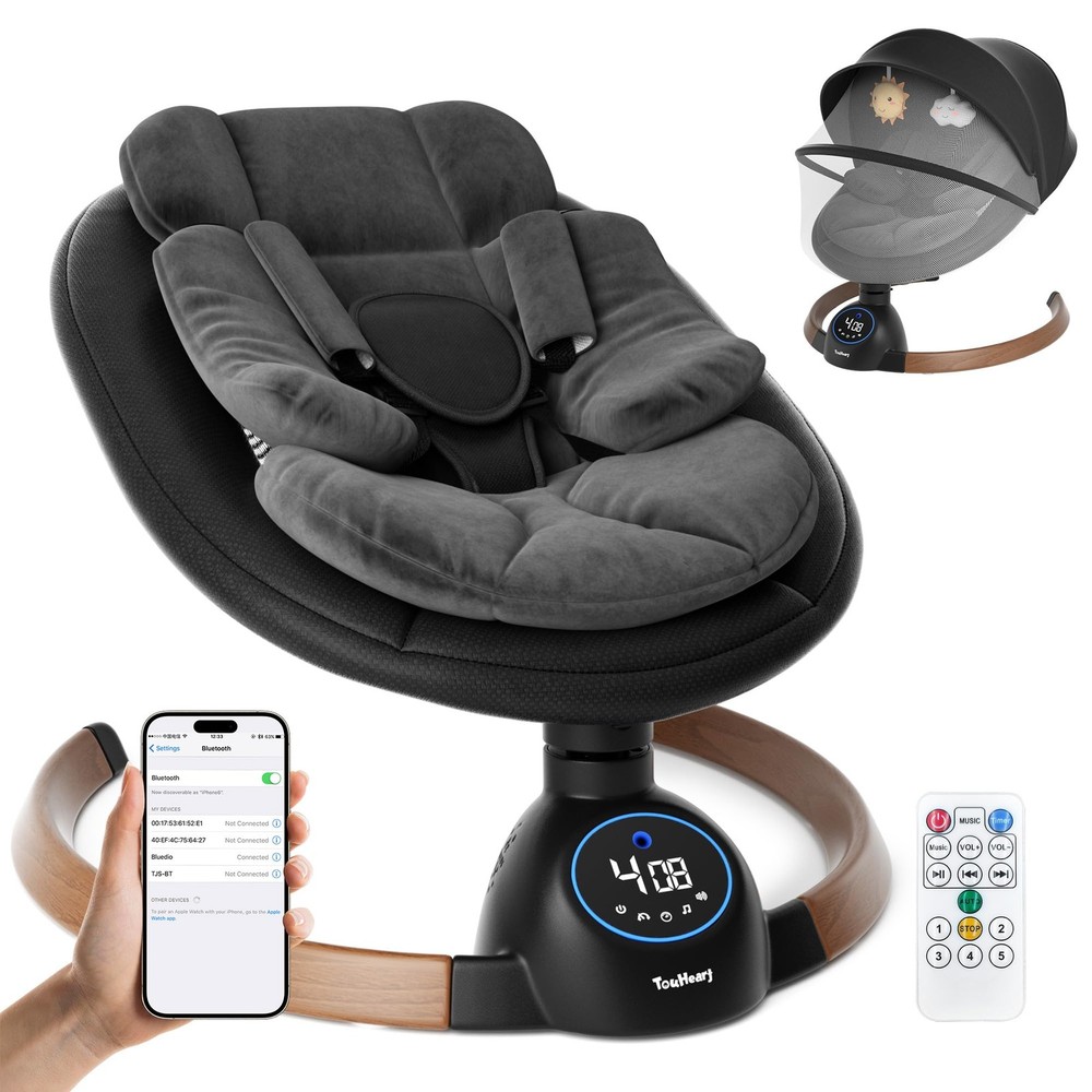 Columpio Electrico Con 5 Velocidades Vibracion Bluetooth Y Control Pro