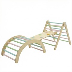 Wooden Toddler Climbing Arch Ramp Ladder Set, Indoor Playground Toy