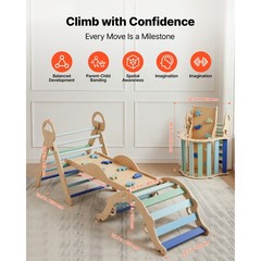 Uimoso 9-in-1 Toddler Climbing Set with Wooden Cars – Blue
