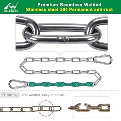 4 Heavy Duty 85″ Swing Chains – 1000LB Capacity Stainless Steel Kit with 8 Carab