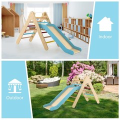 Pikler Triangle Set 2 in 1 Climbing Toys for Toddlers Foldable Wood Montessor…