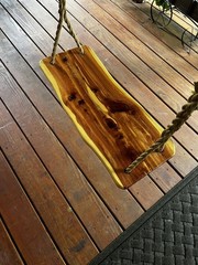 Unique Red Cedar Live Edge Wood Tree Swing With Handspliced Rope