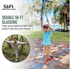 Warrior Obstacle Course for Kids, 2×56ft Slackline Kit with 8 Ninja Accessories