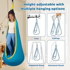 HiCamer Sensory Swing for Kids Indoor and Outdoor Pod Hammock Chair Seat Teal