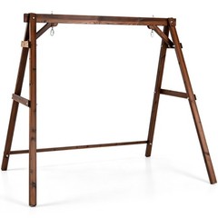 Heavy-Duty Carbonized Fir Wood Swing Frame w/Reinforced Bars & 2 Hanging Rings