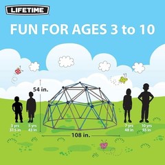 90939 Geometric Dome Climber Jungle Gym, 4.5′ High x 9′ Wide, Blue & Brown