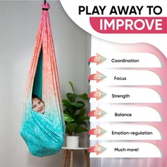 Indoor Sensory Swing for Kids or Outdoor – Fuzz Red Orange and Blue Design
