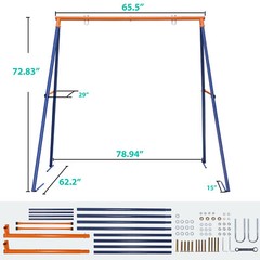 Powder-Coated Steel Swing Set Frame Stand Weatherproof MAX 220 LBs Kids