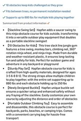 Hapfan 50FT Ninja Warrior Obstacle Course Swing Set Kids Yard Playset Outdoor