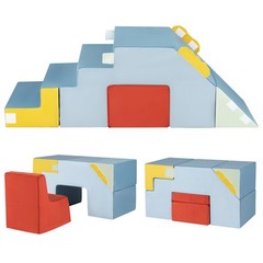 Kids Climbing Toys, Toddler Climber with Slide & Stairs, Blue + Red + Yellow