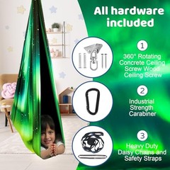 HiCamer Double Layer Sensory Swing for Kids & Adults Holds up to Aurora Green