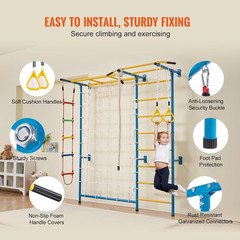 Indoor Jungle Gym for Toddlers, 7-In-1 Climbing Playset with Carbon Steel Swedis