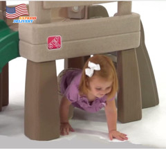 Kids Activity Gym Outdoor Climber Treehouse Playhouse Toddle Toy With Slide