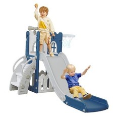 LulliSpace 6 in 1 Toddler Slide,Kids Climber Slider for Indoor Outdoor Blue