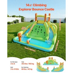Inflatable Water Slide Bounce House with Climbing Wall & Splash Pool