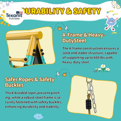 Swing Set for Backyard, Heavy-Duty Metal Swing Sets for Kids with 2 Swings, Clim