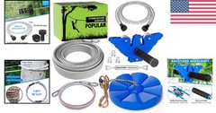 75FT Zip Line for Kids and Adults with Swing Seat and Safety Brake System