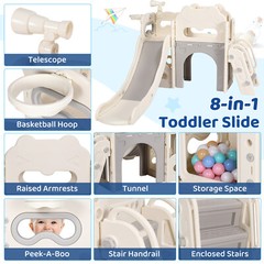 Kids Slide Toddler Slide Climber Playset W/ Basketball Outdoor Indoor Playground