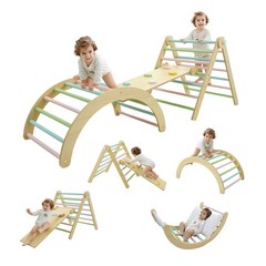Indoor Jungle Gym 7-in-1 Toddler Indoor Playground Wooden Climbing Toys 18M+ USA