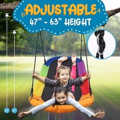 SereneLife 67″ Giant Platform Tree Swing with Hang Ki- Rainbow