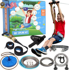 Hyponix Sporting Zip Line Kit for Kids and Adults, 100/120/150/200 ft, Up