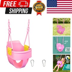 High Back Full Bucket Toddler Swing Seat with Finger Grip, Plastic Coated Cha…