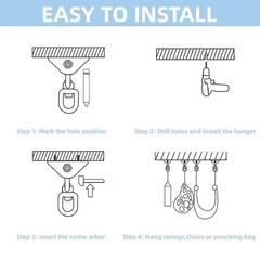 1000 lb Heavy Duty Hammock Hanging Kit 360° Rotating Swing Hooks