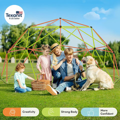 10FT Climbing Dome with Hammock & Swing, Jungle Gym for Boys and Girls, Support