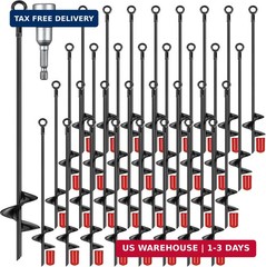 Chumia Earth Anchor Set 18 inch Metal Spiral Stakes for Trampoline & Canopy