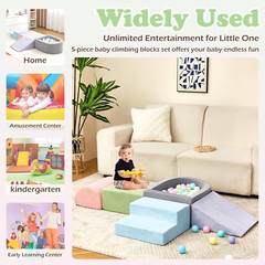 Soft Foam Climbing Blocks Set for Toddlers – 5-Piece Activity Play Set