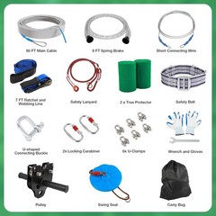 80FT Zip Line Kit for Kids Adults: up to 400LBS Quick Tighten Zipline for Backya