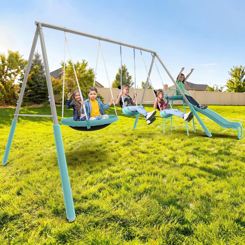 Super Saucer Metal Swing Set with Two Swings